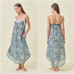 Papinelle NWT Cotton Silk Cheri Blossom Lace Front Maxi Nightgown XL